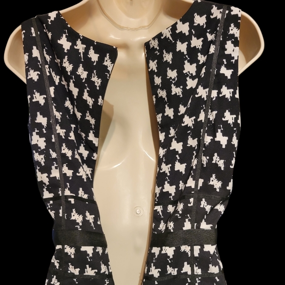 NWT Cleo 4 Dress Midi Houndstooth Patern Pockets Back Zipper Black and White - Picture 13 of 14